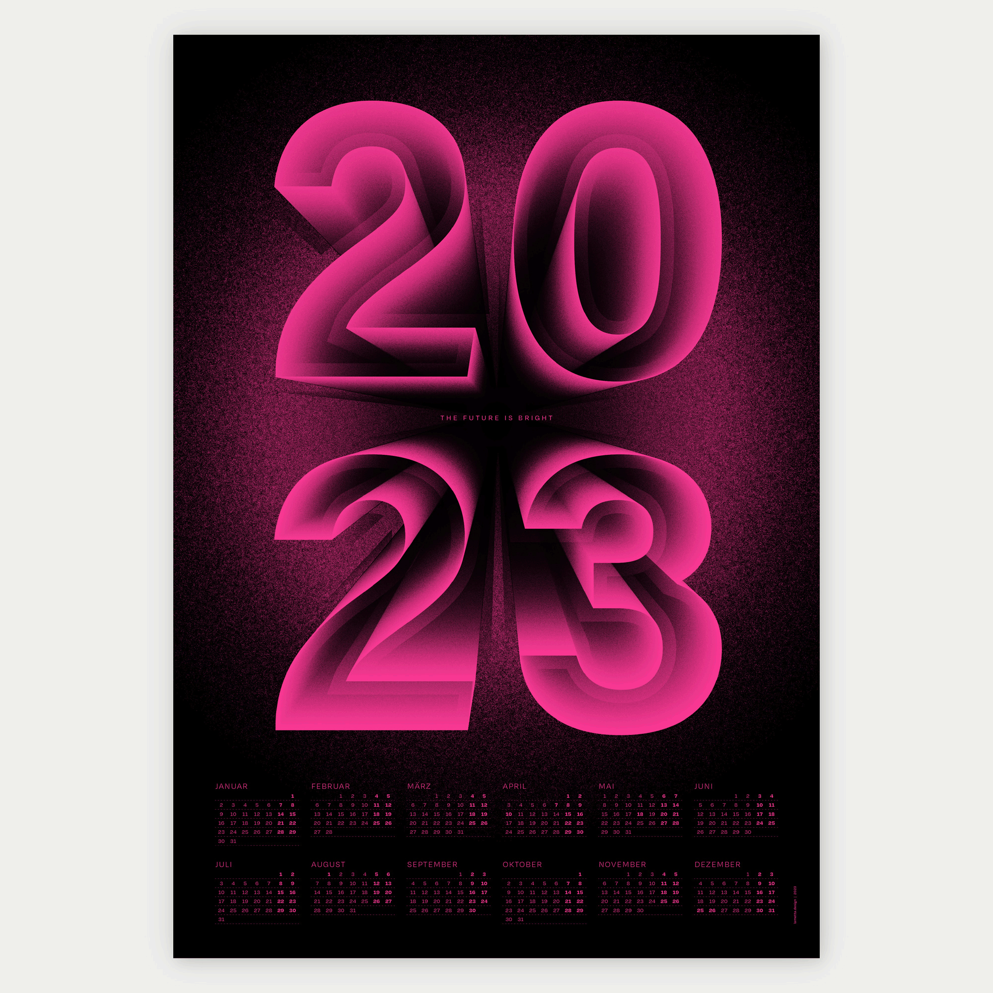 Poster Kalender 2023 Neon Grafik Design